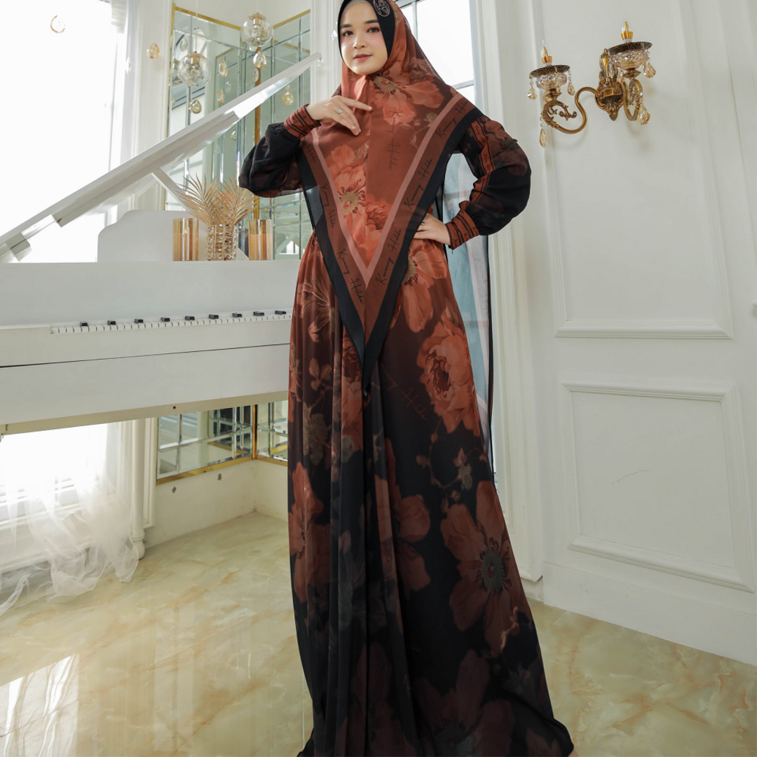 Gamis Hitam Orange